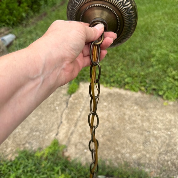 Stained Leaded Glass Grape & Vine Tiffany Style Hanging Light Chandelier 7 Light - Picture 5 of 5